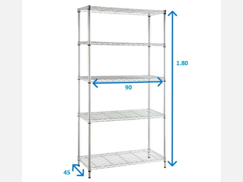 CHROME SHELVING UNIT 5 TIER HT-CR-ESTSR-05