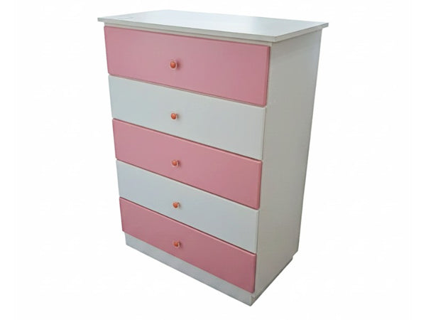 COMODIN MELAMINA ROSADO 5 GAVETAS 1243