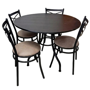 JUEGO COMEDOR REDONDO CARIBE 4 SILLAS S/M