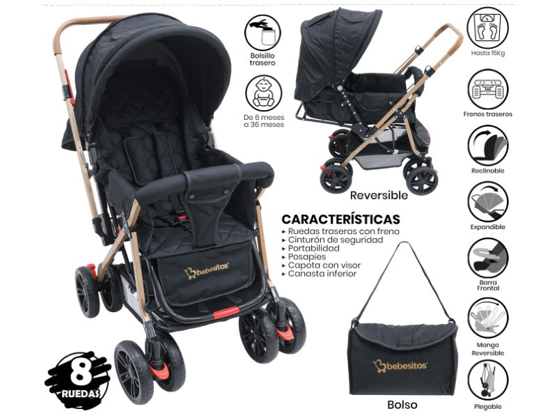 STROLLER P/BABY BEBESITOS KATIA4 BLACK