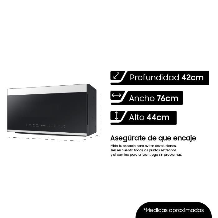 SAMSUNG OTR MICROWAVE 2.1 CU. FT. BESPOKE IN WHITE GLASS/ BUILT-IN WIFI ME21DB670012AA