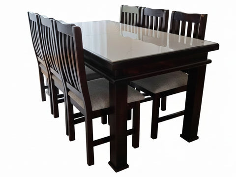 JUEGO COMEDOR 6 SILLAS RUSTICO CON PORCELANATO