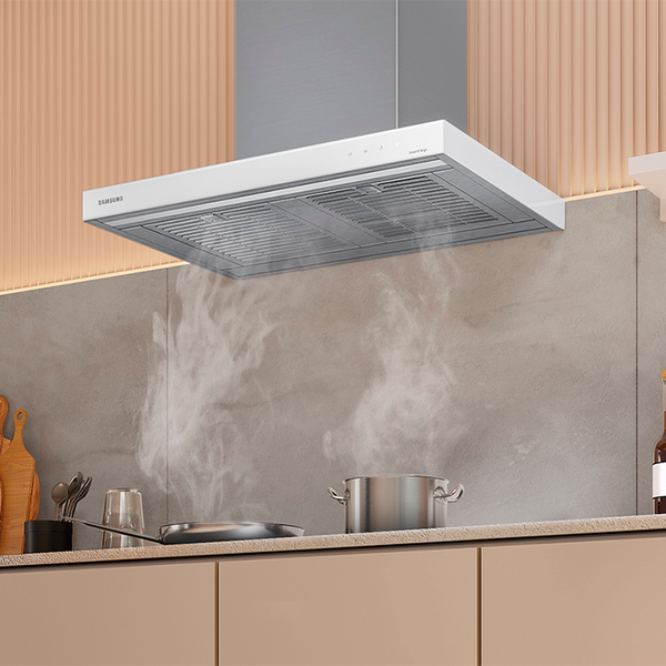 CAMPANA EXTRACTORA INTELIGENTE DE PARED SAMSUNG DE 30" BLANCO BESPOKE NK30CB600W12AA