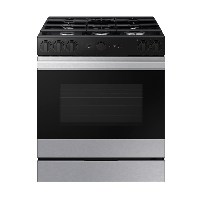 SAMSUNG BESPOKE GAS RANGE 5 BURNERS FINGERPRINT RESISTANT/STAINLESS STEEL GRIDDLE NSG6DG8700SRAX