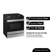 SAMSUNG BESPOKE GAS RANGE 5 BURNERS FINGERPRINT RESISTANT/STAINLESS STEEL GRIDDLE NSG6DG8700SRAX