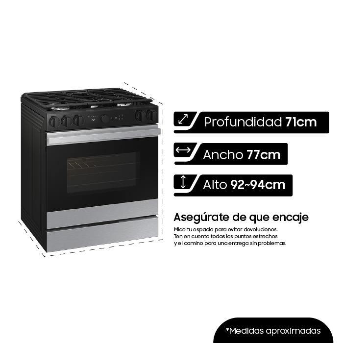 SAMSUNG BESPOKE GAS RANGE 5 BURNERS FINGERPRINT RESISTANT/STAINLESS STEEL GRIDDLE NSG6DG8700SRAX