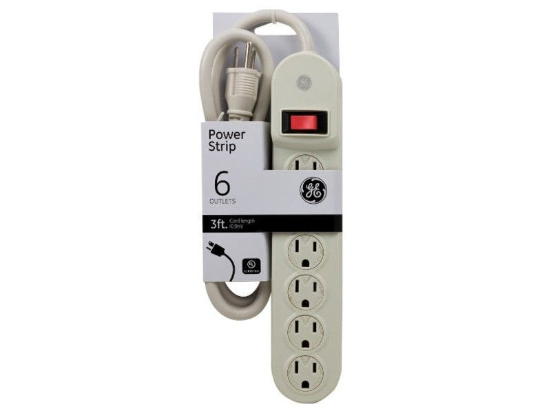 GE 6-Outlet 0.9m White Power Strip