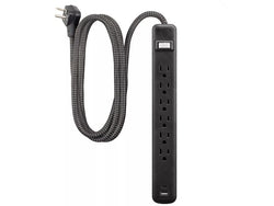 REGLETA 6 TOMAS 1 USB A 1 USB C 20W G.E. 1.8M