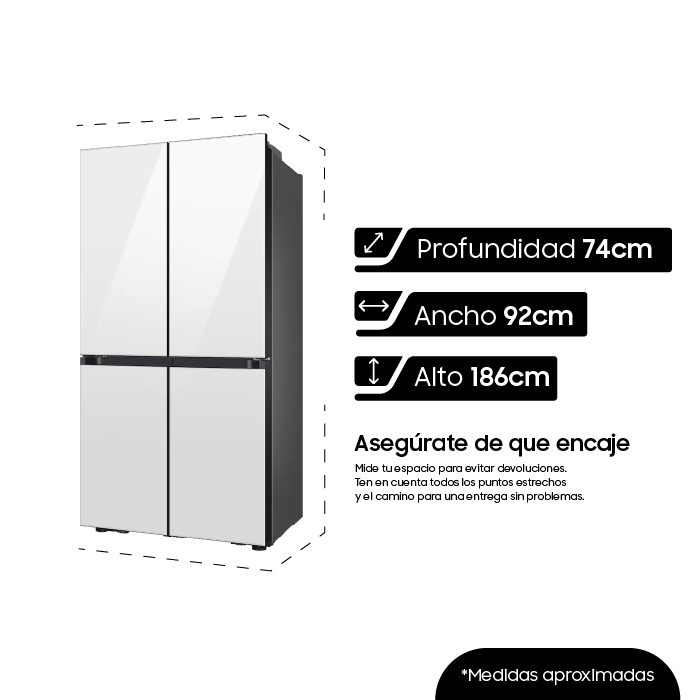 REFRIGERADOR SAMSUNG DE PUERTA FRANCESA ESTILO T A MEDIDA CON CENTRO DE BEBIDAS 23" WIFI RF23DB965012AP