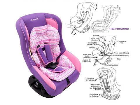 SILLA BEBE CARRO MORADO/ROSADO CS6