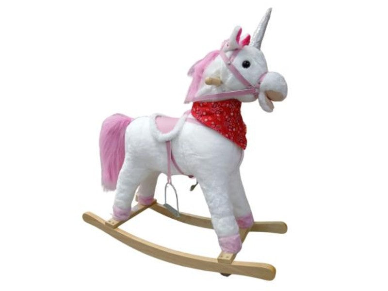 UNICORNIO MECEDOR MONTABLE BLANCO/ROSADO C/SONIDOS