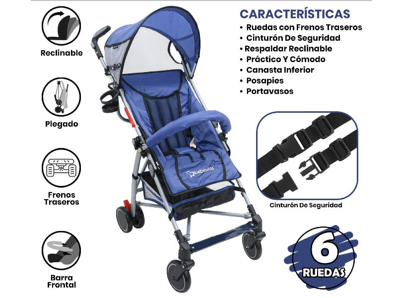 BABY STROLLER BEBESITOS W-500-106 BLUE