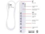 PROTECTOR DE PICOS G.E. 7 TOMAS 1200J BLANCO