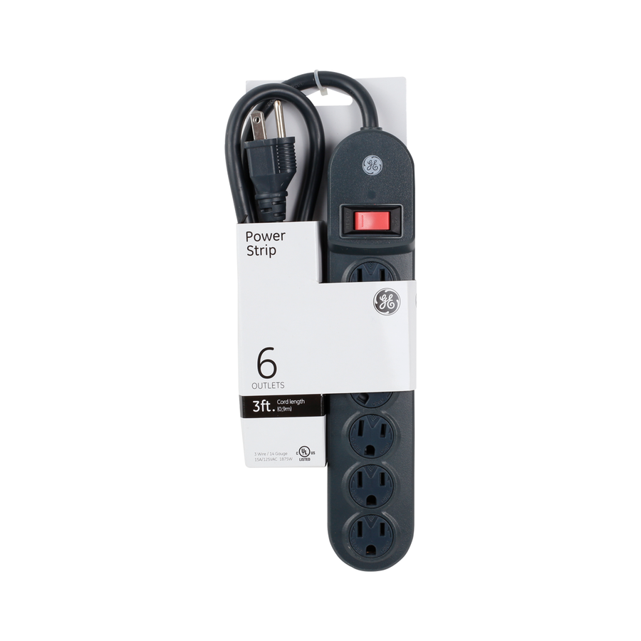 G.E. 56223 BLACK 6-OUTLET POWER STRIP